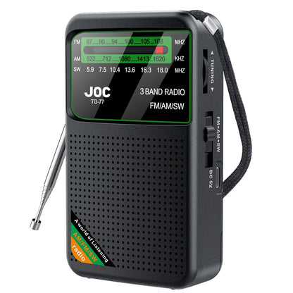 Pocket Mini Radio AM/FM/SW Recargable – Radio Portátil con Batería Externa y Entrada Auriculares