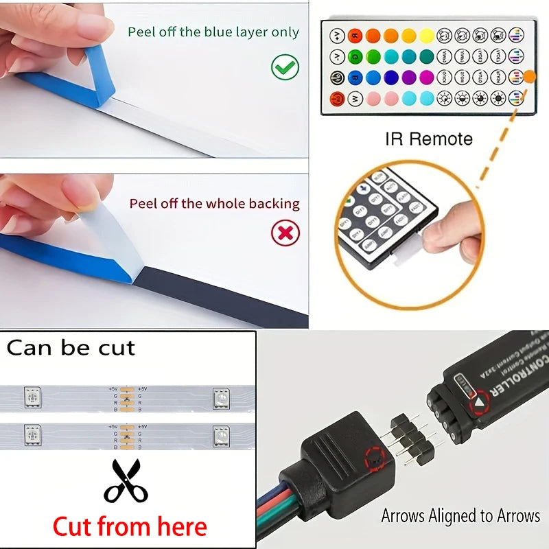 Tira LED 40M RGB con Control por APP y Mando | USB 5V | Luces Musicales con Sincronización al Ritmo | Decoración para Habitación y TV