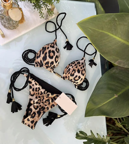Bikini Mujer 2025 | Triángulo Multicolor Sin Espalda con Cordón