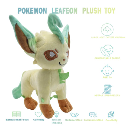 Peluches Pokémon Eeveelutions | Leafeon, Vaporeon, Glaceon, Sylveon, Espeon, Umbreon | Suaves y Coleccionables