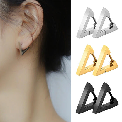 Aretes Punk Triangulares – Acero Inoxidable Hipoalergénico Unisex, Estilo Moderno y Duradero