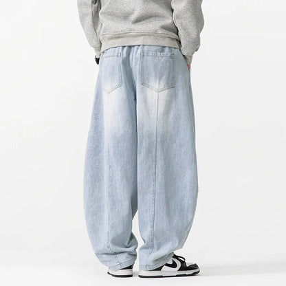 Pantalones Harem Vintage 2025 para Hombre – Jeans Holgados Hip Hop Pierna Ancha Recta Oversize con Cintura Elástica