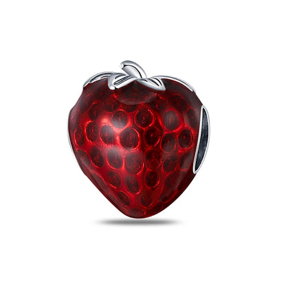 Charms de Plata 925 Frutas (Fresa, Cereza, Manzana y Aguacate) – Abalorios Coloridos para Pulseras Originales