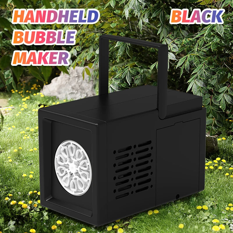Máquina de Burbujas Eléctrica Portátil 10 Agujeros – Juguete Automático Exterior para Niños (Sin Batería ni Agua de Burbujas)