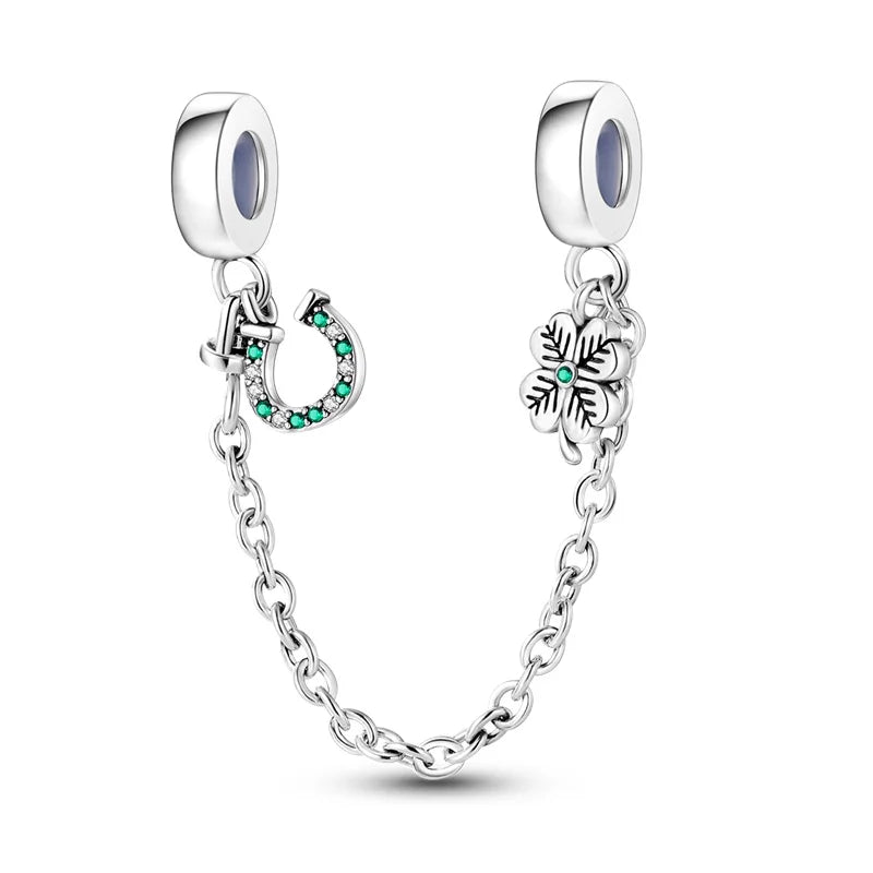 Charm de Plata S925 Mariquita de Siete Puntos y Trébol de la Suerte – Abalorio Colorido y Brillante para Pulseras Originales