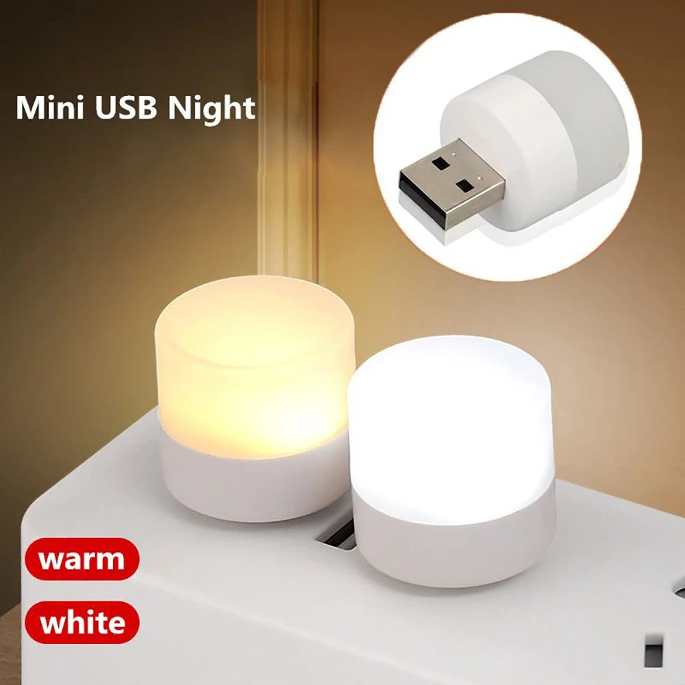 Mini Luz LED USB Portátil – Lámpara de Noche, Lectura y Decoración, Luz Cálida Protectora para Ojos