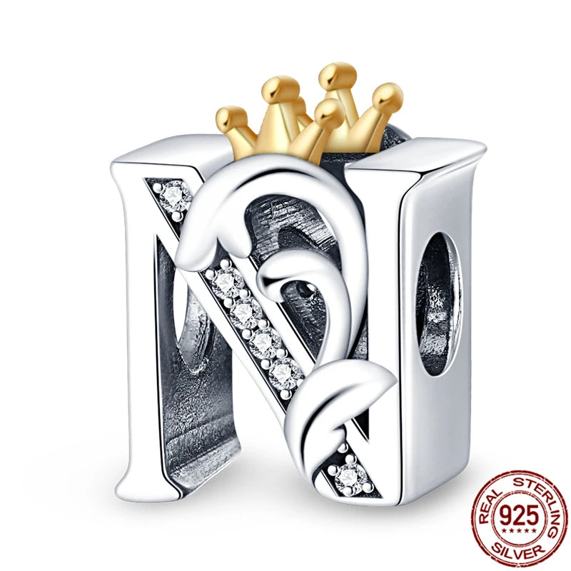 Charm letra A-Z en plata 925 – Abalorio inicial alfabeto para pulseras o collares tipo Pandora, joyería personalizada mujer