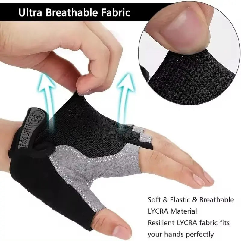 Guantes Deportivos Unisex Medio Dedo – Transpirables, Antideslizantes y Absorbentes de Impactos para Ciclismo, Gimnasio y Outdoor