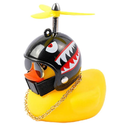 Pato Amarillo Decorativo con Casco, Gafas y Hélice | Adorno Divertido para Coche, Moto o Bicicleta
