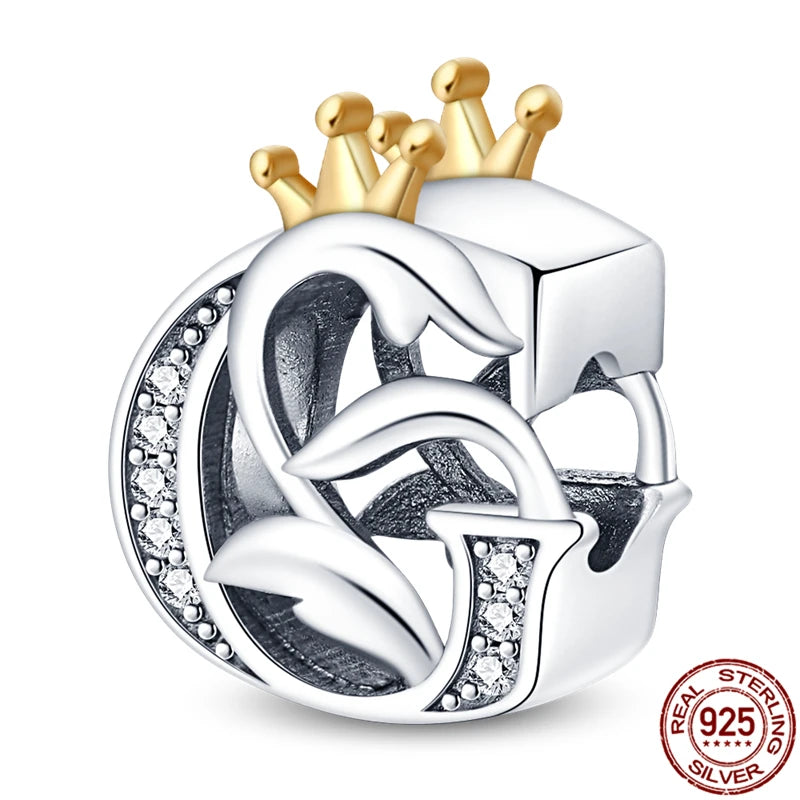 Charm letra A-Z en plata 925 – Abalorio inicial alfabeto para pulseras o collares tipo Pandora, joyería personalizada mujer