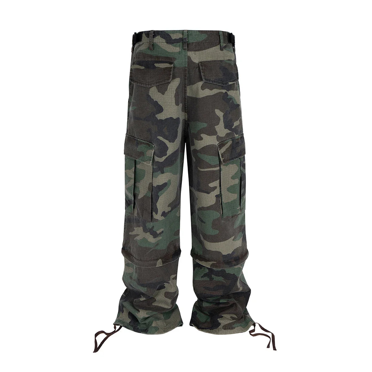 Pantalones Cargo Camuflados Unisex Desmontables | Wide Leg Oversize Rectos Baggy con Patchwork y Colores en Contraste
