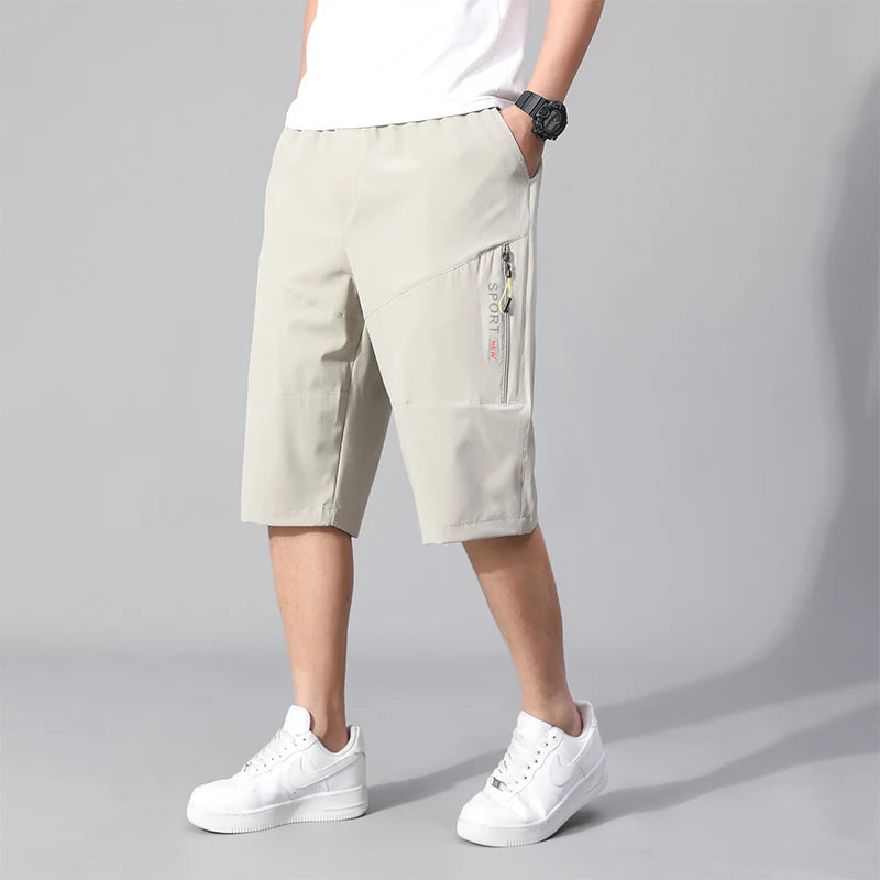 Shorts Cargo de Algodón para Hombre – Rodilla, Bolsillo con Cremallera, Cintura Elástica, Climbing, Jogger, Casual y Deportivo