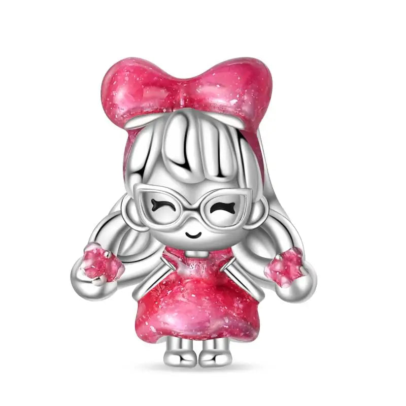 Charm Espejo Mágico Princesa Ángel Rosa en Plata 925 – Beads Compatibles Pandora Mujer Joyería DIY