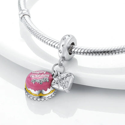Charm princesa ángel rosa plata 925 – Abalorio de cumpleaños para pulsera tipo Pandora mujer