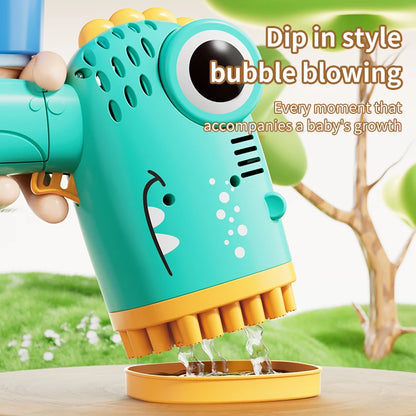 Pistola de Burbujas Dinosaurio 40 Agujeros – Máquina Automática de Burbujas Infantil Sin Batería ni Agua