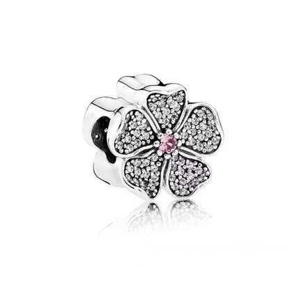 Charm Plata 925 Flores Rosadas | Cerezo y Margarita Brillante Compatible Pandora