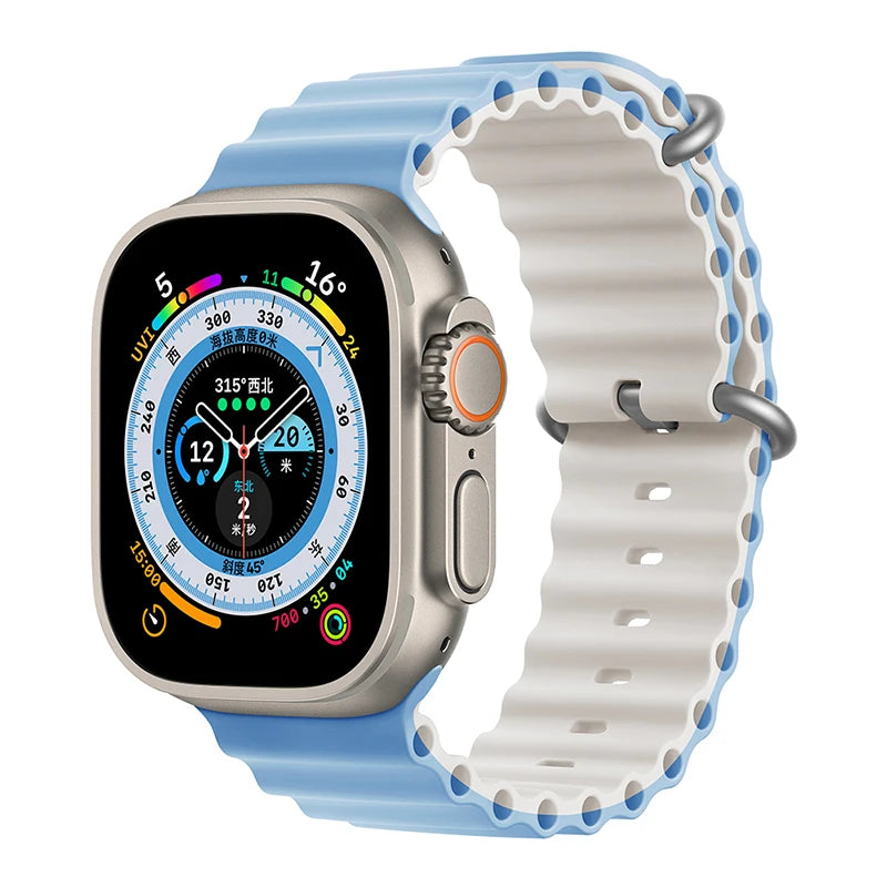 Correa Ocean de silicona para Apple Watch – Compatible Ultra 2, Series 10-5 (38mm-49mm)