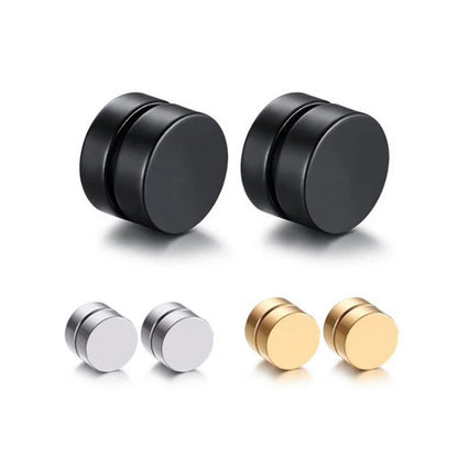 Aretes Magnéticos de Acero Inoxidable para Hombre – Estilo Hip Hop, Falsos y Personalizados