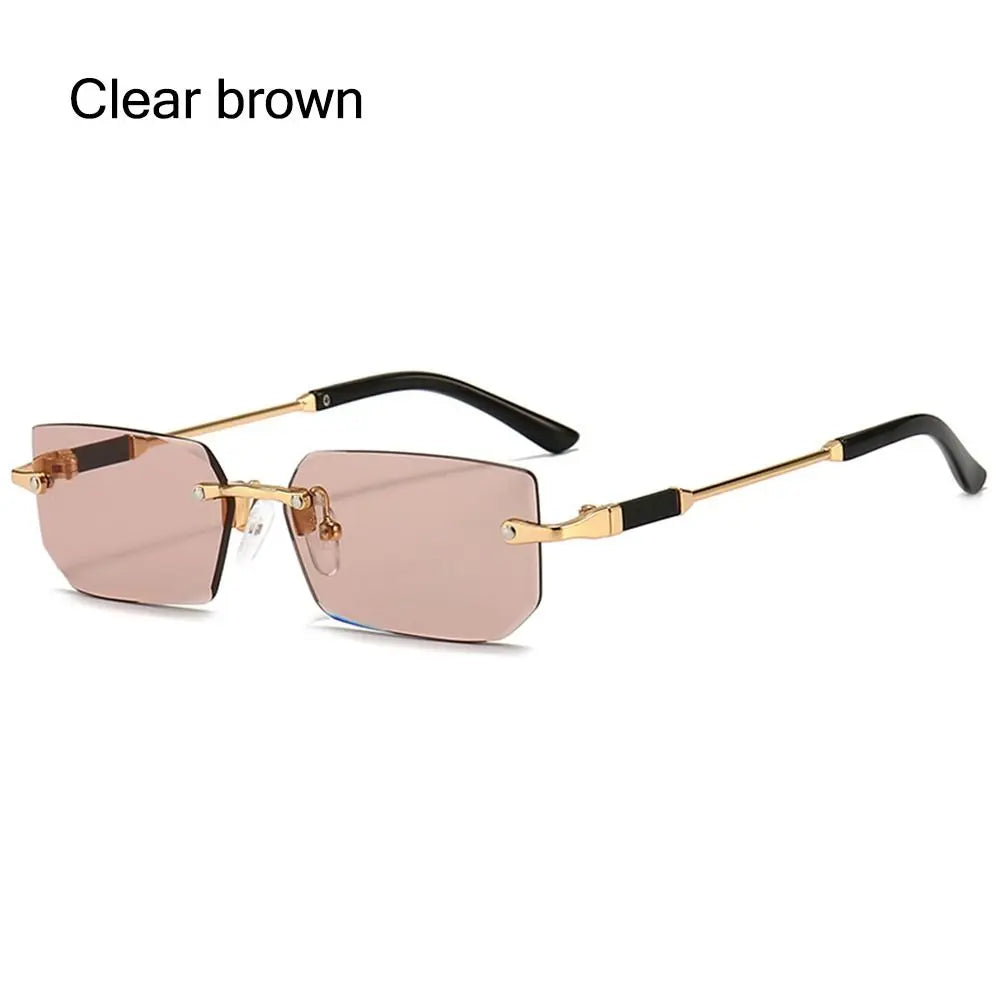 Gafas de Sol Rectangulares Sin Marco Unisex | Retro Moda Verano UV400 Mujer Hombre