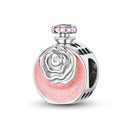S925 Silver Color Butterfly Daisy Rose Crown Perfume Charms Beads Fit Pan Original Bracelets DIY Fine Jewelry Making Gifts