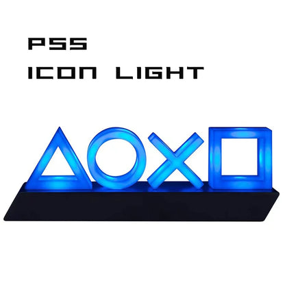 Lámpara Decorativa Icono PS4/PS5 – Lámpara de Mesa Colorida con Control de Sonido – Luz Ambiental Gamer