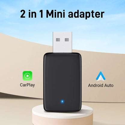 2025 Nuevo Adaptador 2 en 1 Smart Mini Box – CarPlay Inalámbrico y Android Auto, Conexión Automática WIFI + BT para Toyota, Volvo, Benz, MG, Kia, Mazda, Ford