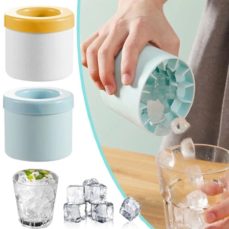 Molde de Hielo de Silicona | Cubitera Redonda con Cubo Portátil | Molde Creativo para Hielos Caseros, Verano y Bar
