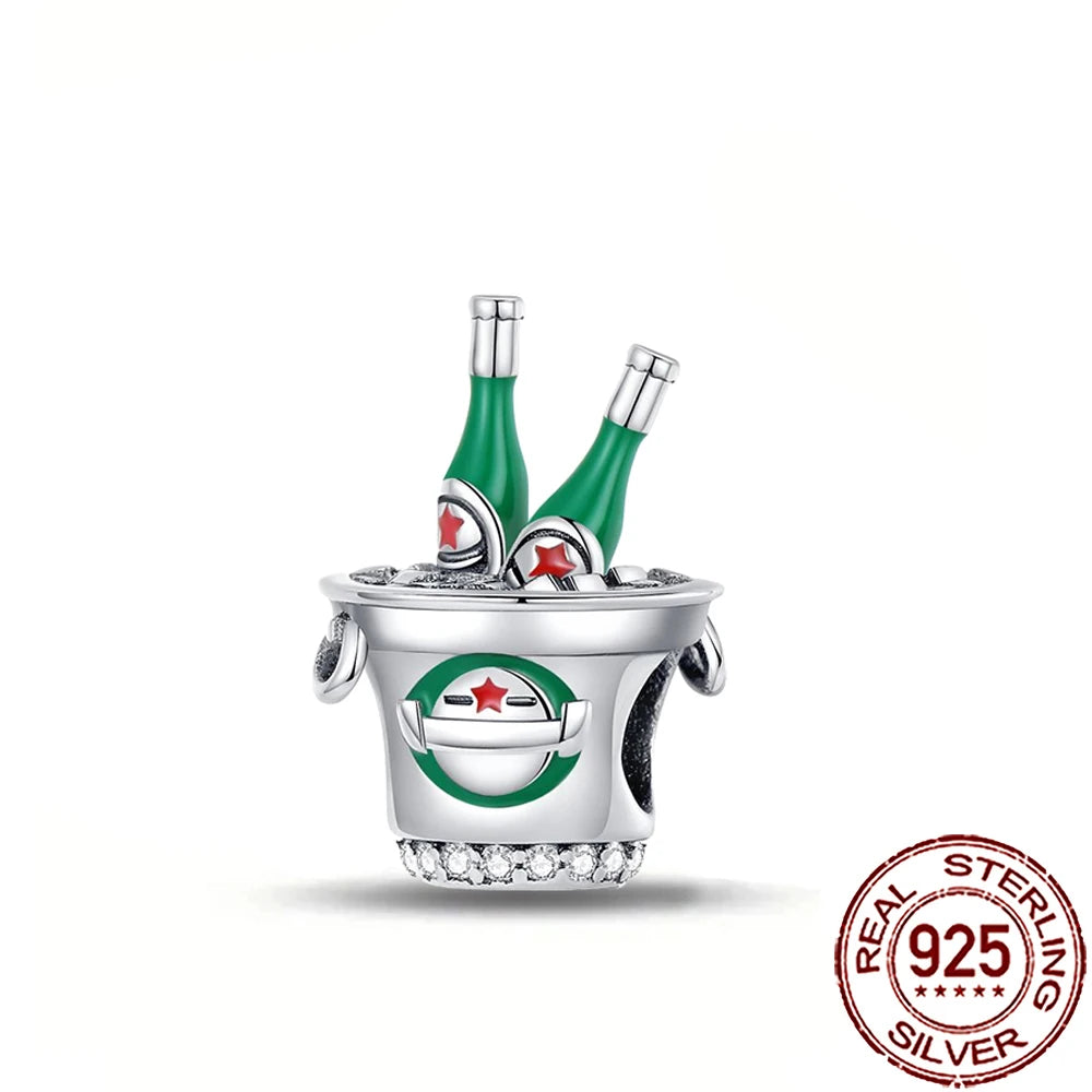 Charm Comida Divertida en Plata 925 – Café, Pastel, Frutas, Hamburguesa y Papas | Compatible Pandora 2025
