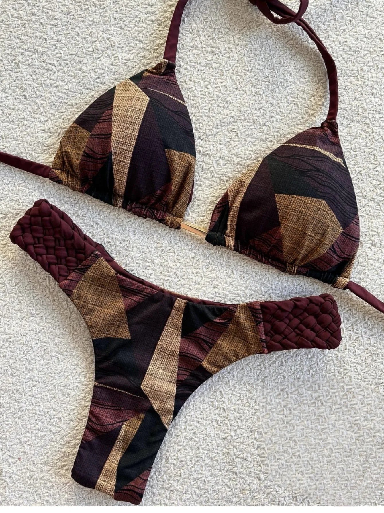 RUOTONGSEPT Bikini Halter Mujer | Mini Tanga Estampado Corte Alto 2 Piezas