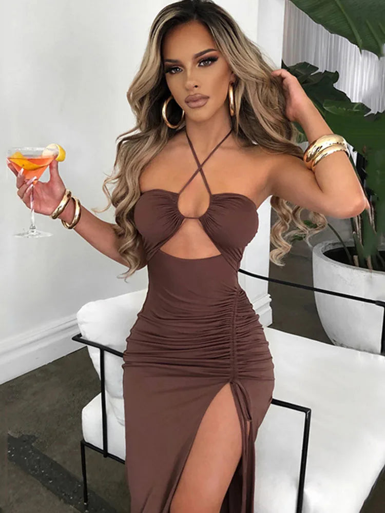 Vestido Midi Mujer Sin Mangas | Vestido Sexy Ajustado Elegante de Fiesta y Noche