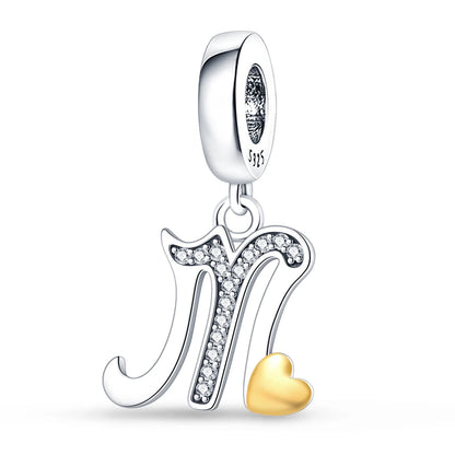 Charm letras alfabeto inglés de plata 925 – Colgante inicial A-Z para pulsera tipo Pandora, joyería DIY personalizada