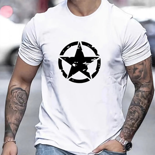 Camiseta Oversize de Algodón 100% para Hombre | Estampado Estrella, Casual y Deportiva de Verano