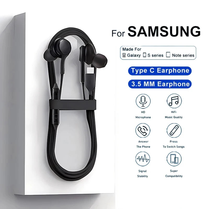 Auriculares Originales Type-C con Micrófono | Compatible con Samsung Galaxy S23 S22 S21 Ultra A54 A34 A53
