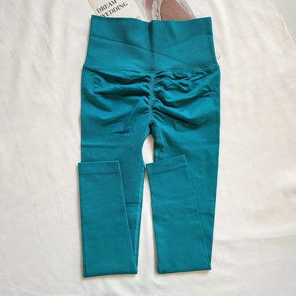 Women Seamless Slim Tights High Waist Solid Leggings Fitness Yoga Elastic Leggings Push Up Butt Knit Fashion Gym Workout Pants