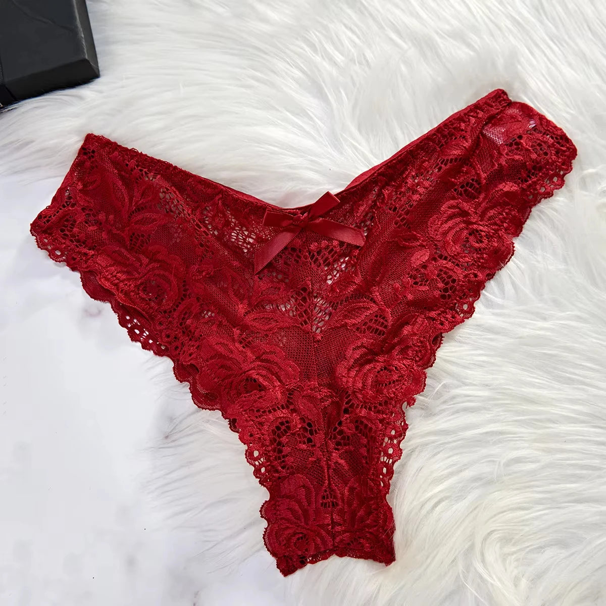 Lencería Sexy Mujer Roja Transparente | Baby Doll de Encaje con Tanga Conjunto Noche