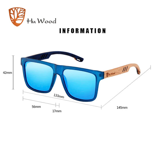 HU WOOD Gafas de Sol Cuadradas Polarizadas para Hombre | UV400 Alta Calidad Conducción y Deporte