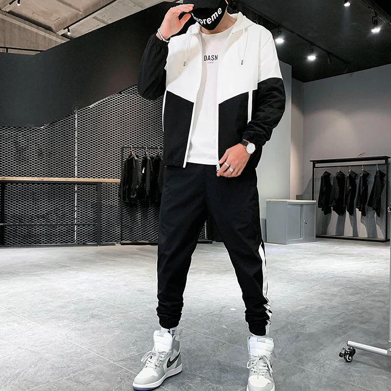 Chándal Hombre 2025 | Conjunto Deportivo 2 Piezas Sudadera con Capucha y Joggers Hip Hop Running