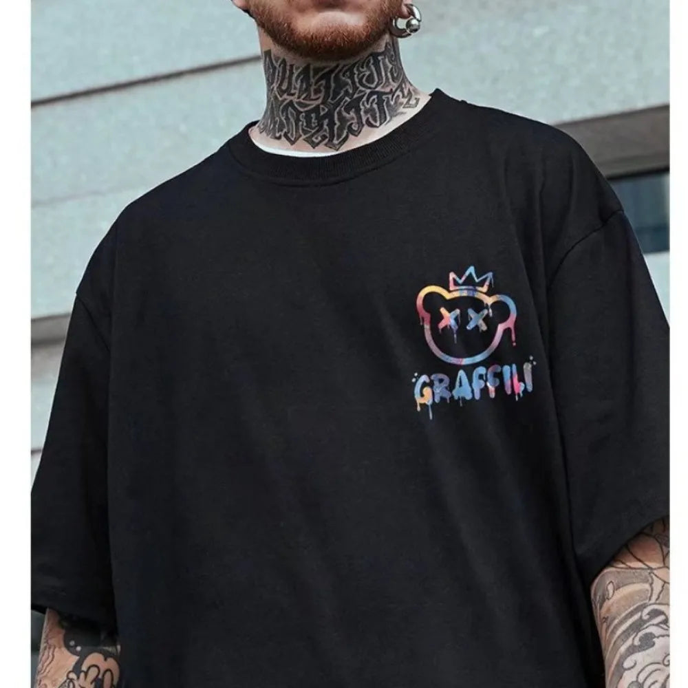 Camiseta Oversize M-8XL – T-shirt Coreana, Manga Corta, Cuello Redondo, Casual Verano, Outfits en Pareja para Hombre