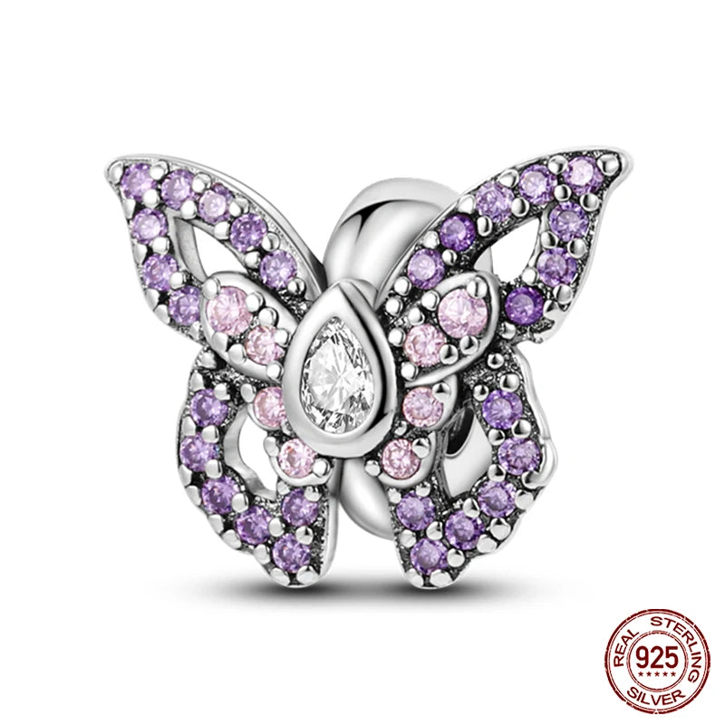 100% 925 Sterling Silver Creative Blue Luminous Firefly Charms Pendants Fit Qikaola 925 Original Bracelets DIY Birthday Jewelry