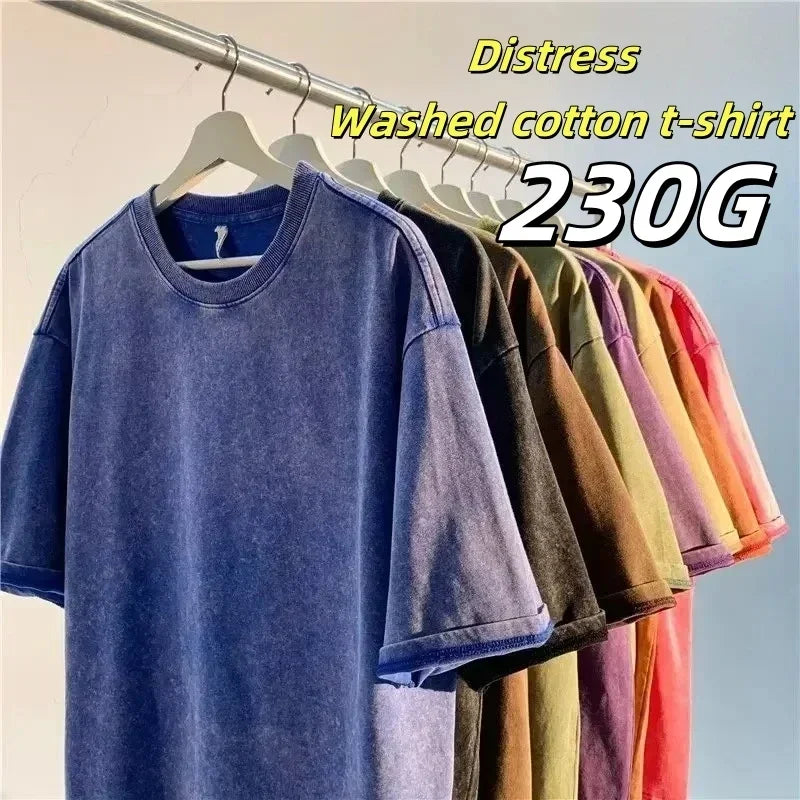 Camiseta Hombre 2025 | Oversize Vintage Y2K Acid Wash Estilo Streetwear