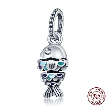 Charm camaleón y luciérnaga en plata 925 – Dije animal brillante, compatible Pandora, pulsera y collar mujer