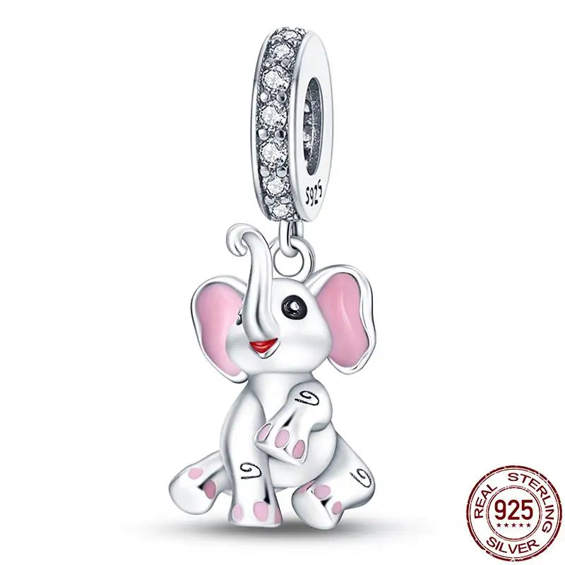 Charm camaleón y luciérnaga en plata 925 – Dije animal brillante, compatible Pandora, pulsera y collar mujer