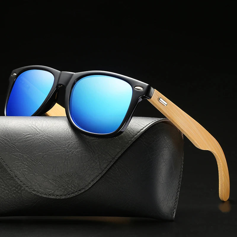 Gafas de Sol Cuadradas Bambú Vintage | Hombre Mujer Estilo Lujo UV400