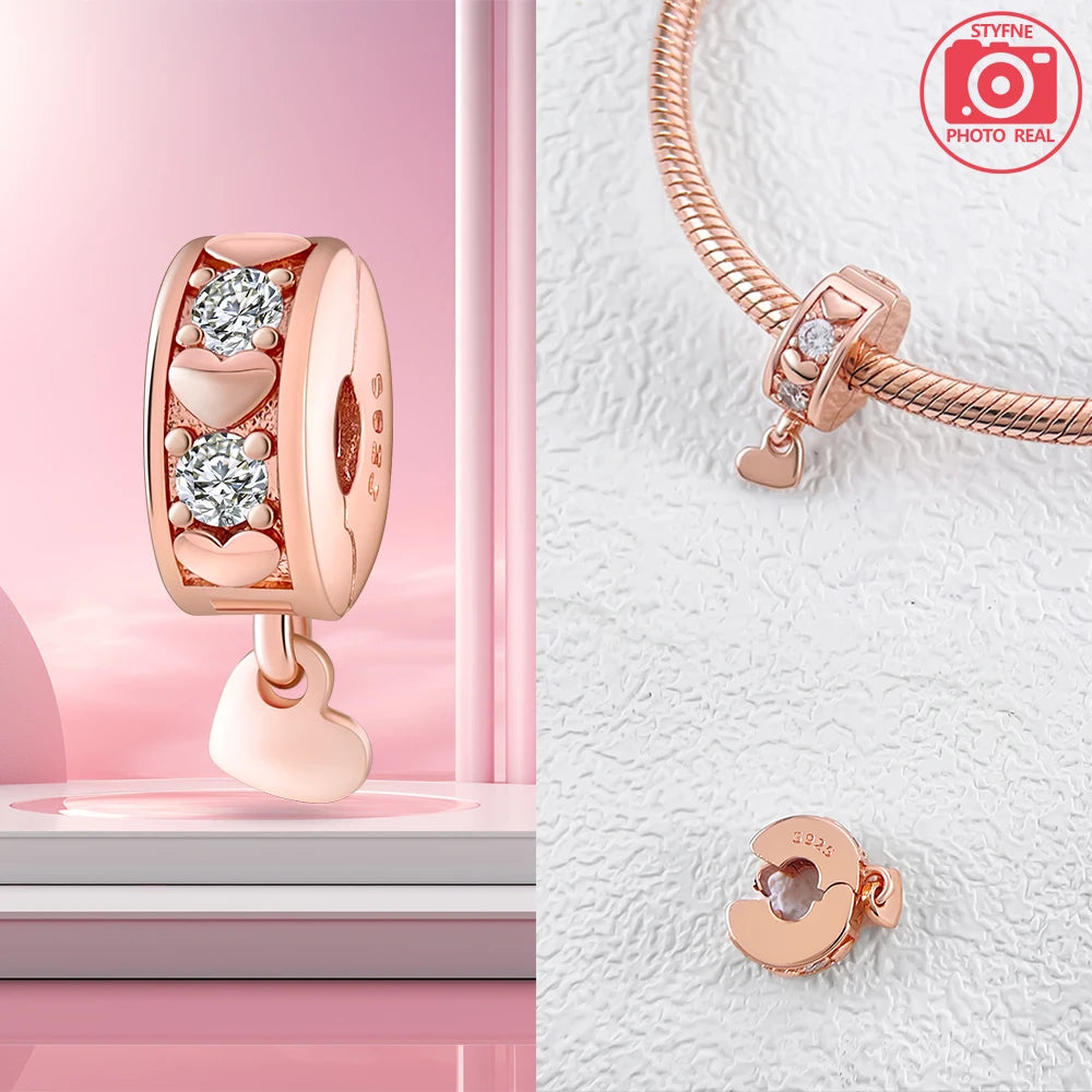 Charm Colgante Pareja Plata 925 y Oro Rosa | Compatible Pandora Original | Pulsera o Collar Mujer