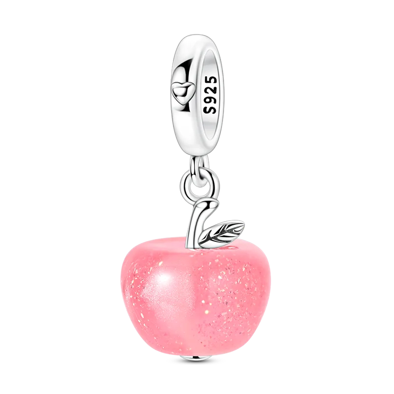 Charms de Plata 925 Frutas (Fresa, Cereza, Manzana y Aguacate) – Abalorios Coloridos para Pulseras Originales