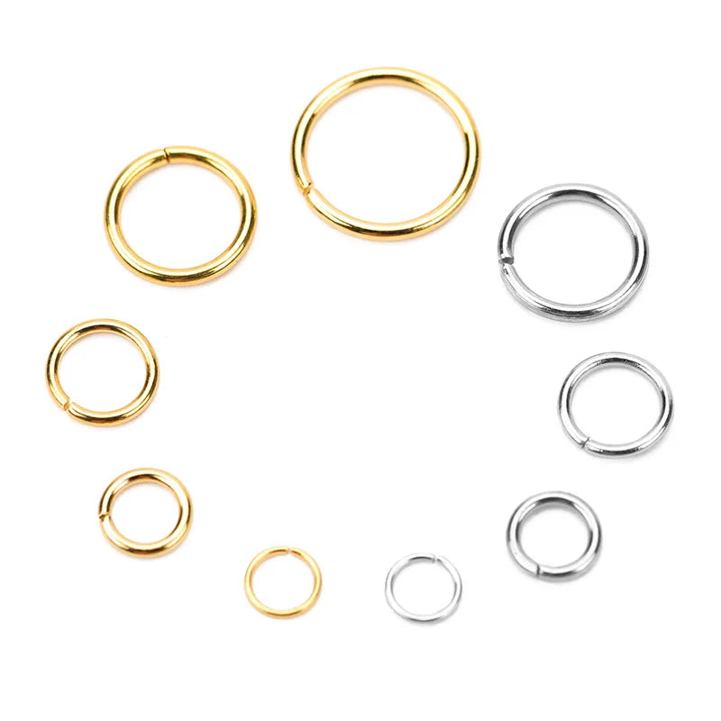 100pcs Anillas Abiertas de Acero Inoxidable PVD – Conectores para Collares y Pulseras, Accesorios de Joyería