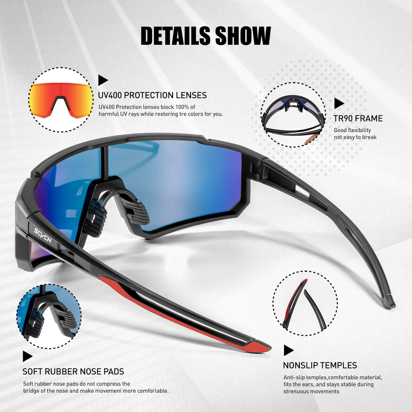 Gafas de Ciclismo SCVCN | Gafas Deportivas MTB, Running, Pesca, Escalada | Protección UV400 Unisex