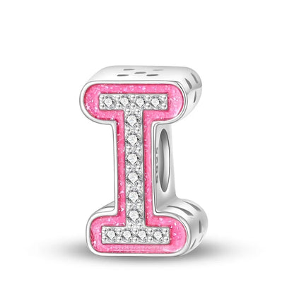 Charm letra alfabeto A-Z con circonias rosas en plata 925 – Abalorio elegante para pulseras tipo Pandora, joyería DIY personalizada