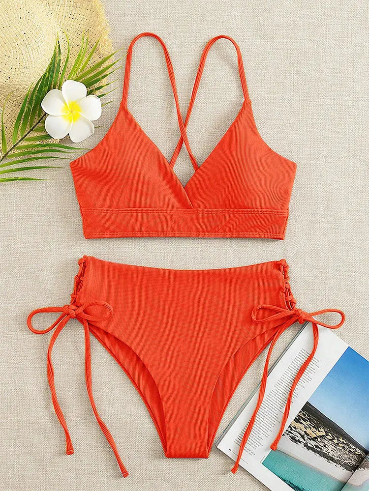 Bikini Sexy Mujer | V-Neck Split Triangular Playa y Piscina
