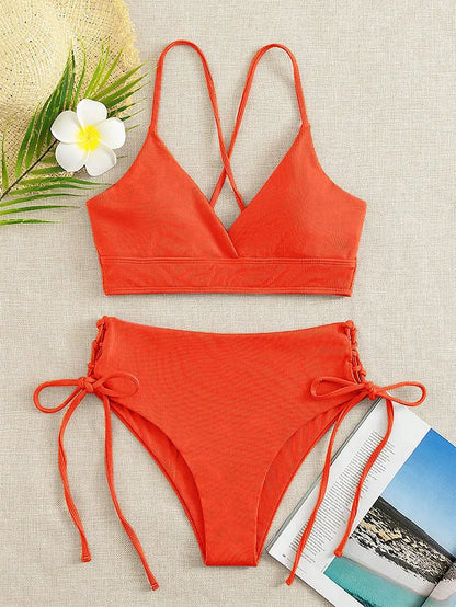 Bikini Sexy Mujer | V-Neck Split Triangular Playa y Piscina